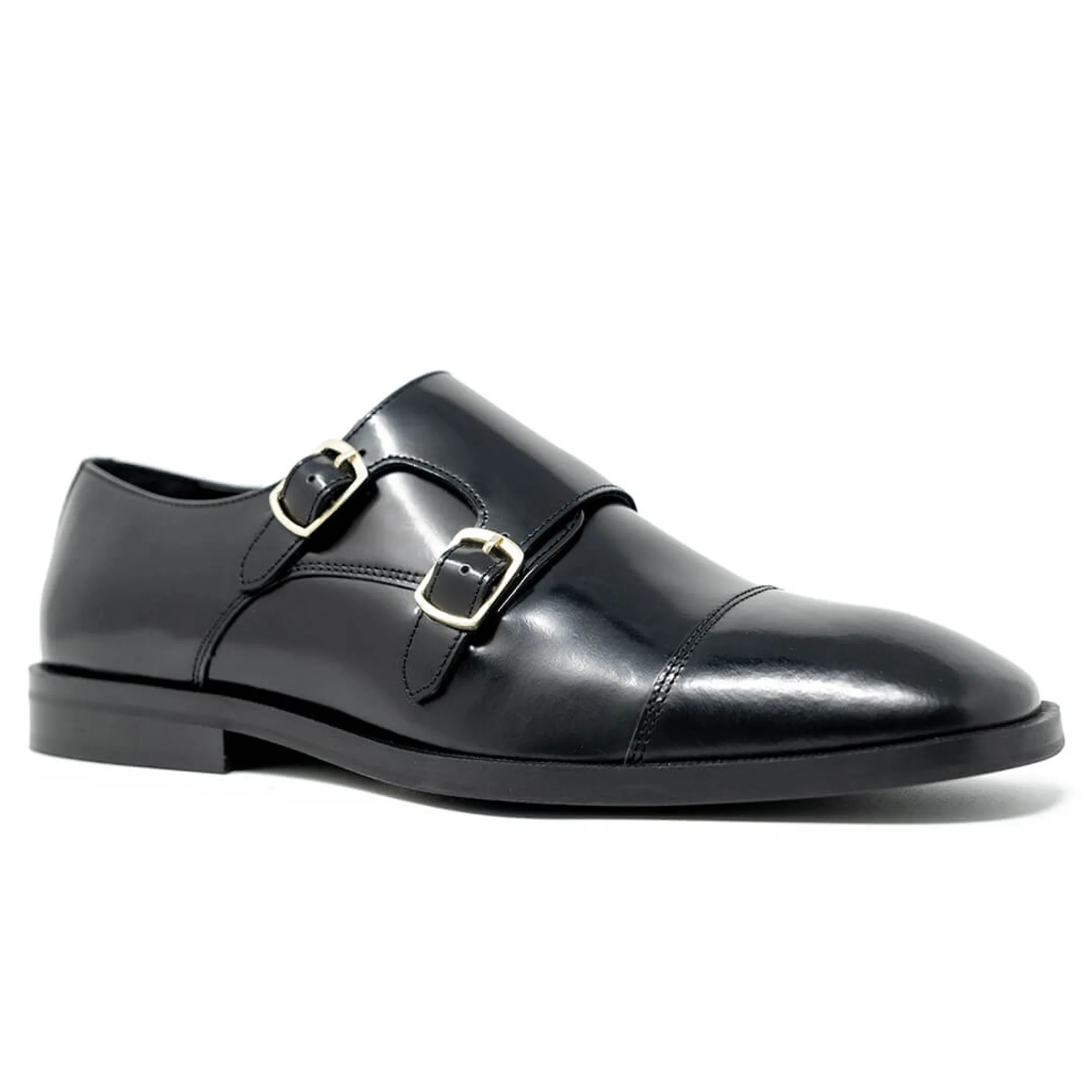Clearance Walk London Alex Monk Strap Shoe Black